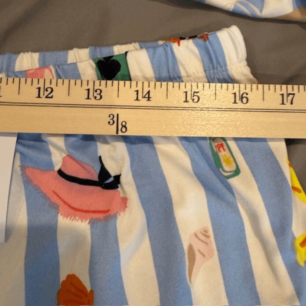 NWT Kate Spade Cabana Print Aqua Stripe Beach Print Pajama Set Size Large - Picture 10 of 13